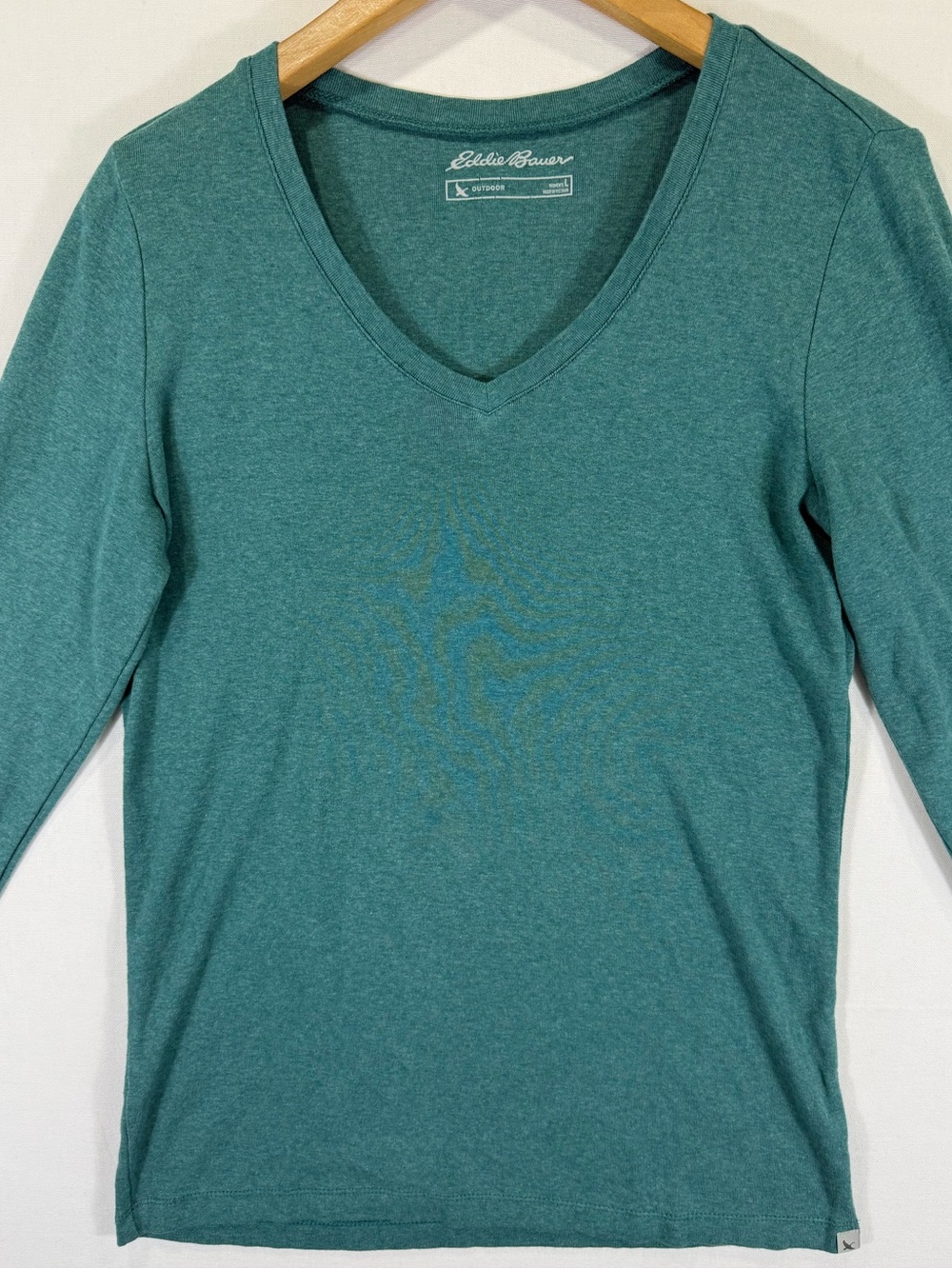 Eddie Bauer Teal V-Neck Long Sleeve Top - Women's